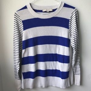 Ann Taylor Loft white and blue sweater